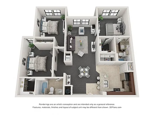 Floor plan Three Bedroom Two Bath