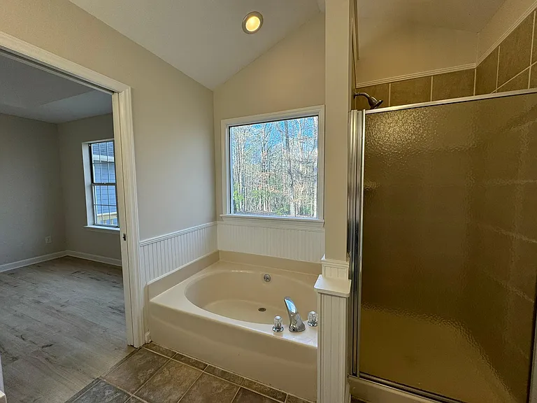 Primary bathroom tub and shower