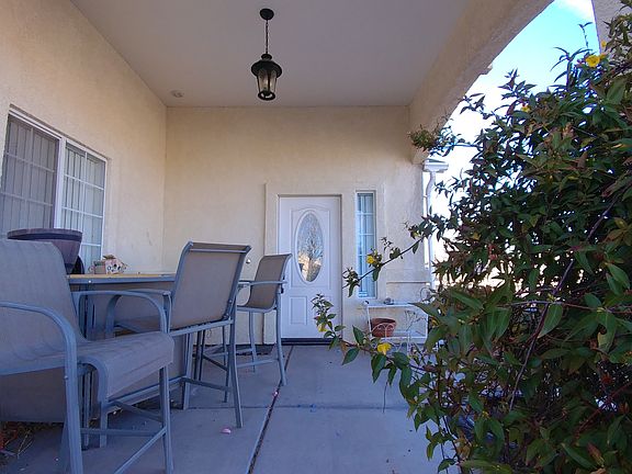 Front covered patio with speakers
