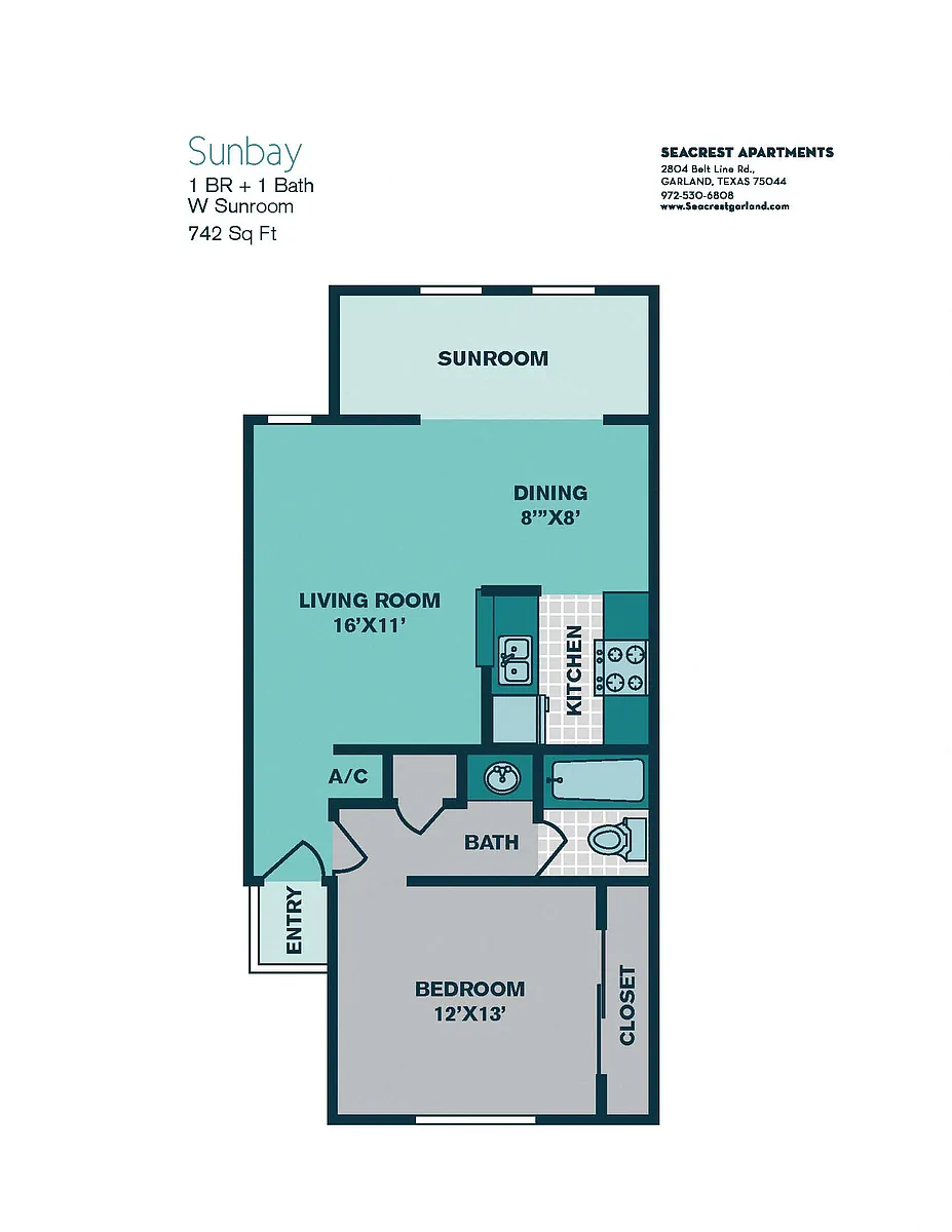 Floor plan 1 Bedroom A3 - 700sqft -