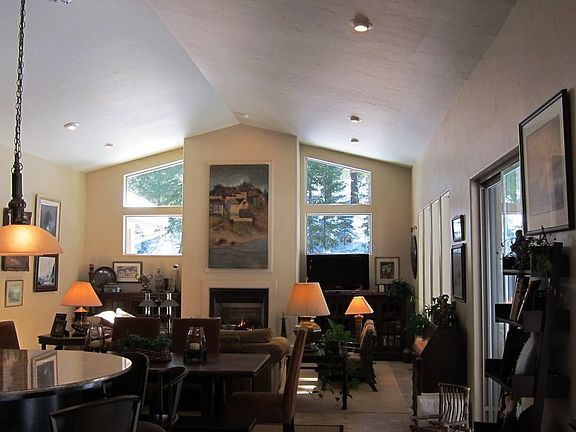 Vaulted ceilings in living room