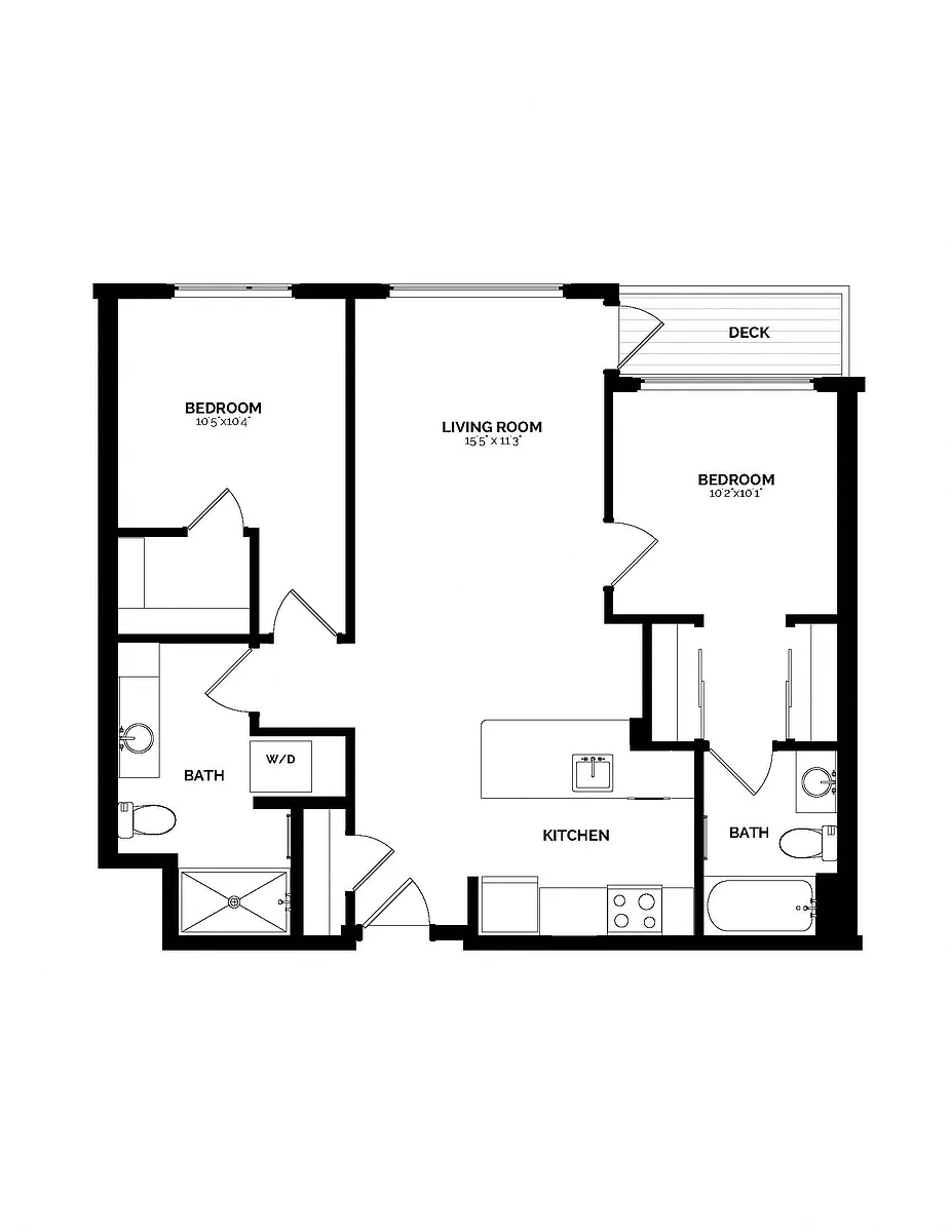 Floor plan B-12 Two Bedroom/Two Bath