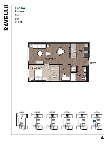 Floor plan 1 Bedroom Plan 1A3