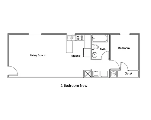 Floor plan 1BR/1BA w/d
