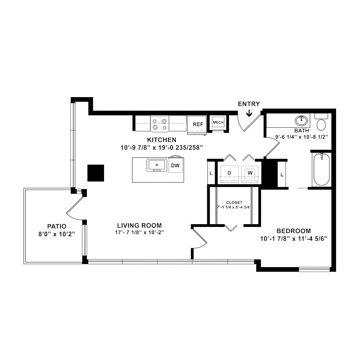 Floor plan 1 Bed/1 Bath-a4.1