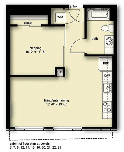 Floor plan Wave 1 Open 1 Bath BN4