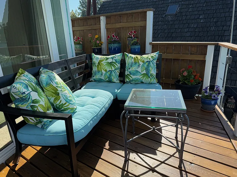 Seating outside on upstairs balcony.