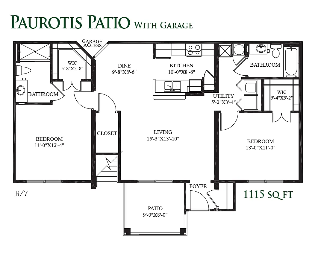 Floor plan Paurotis Patio with Garage