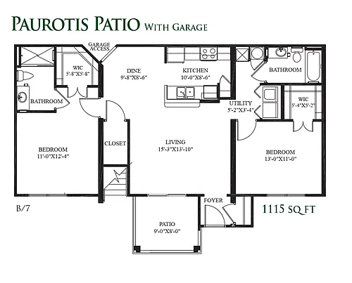Floor plan Paurotis Patio with Garage