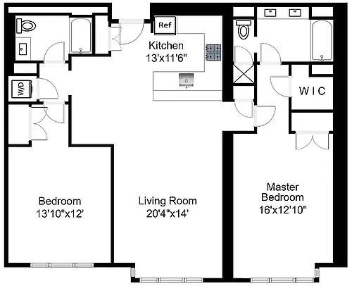Floor plan 1205 2 Bed 2 Bath