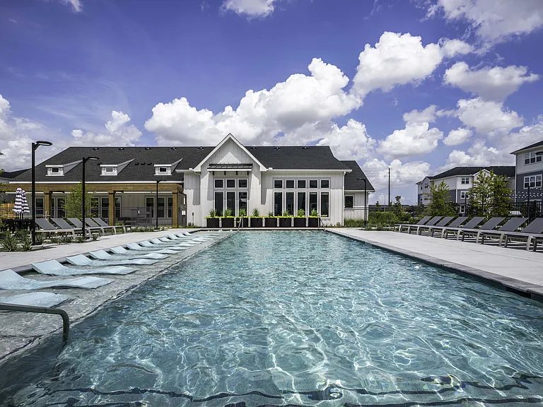 Resort style pool with spacious sundeck