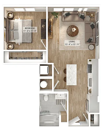 Floor plan 1 Bed/1 Bath-A5