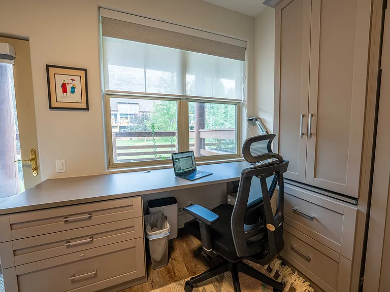 Bedroom #3 with patio. Patio has a hookup for a hot tub. Outside of your private space is a beautiful courtyard.