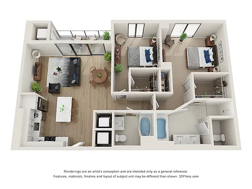 Floor plan 2 Bed/2 Bath-N