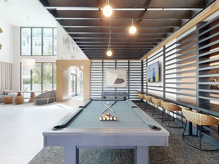 Billiards gaming area across from Community Kitchen