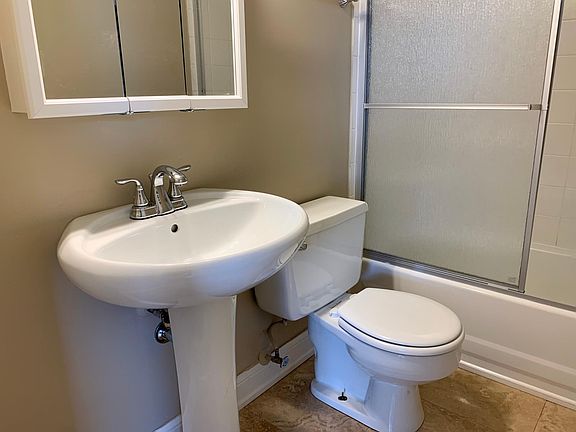 New bathroom sink, vanity (medicine cabinet), and shower door