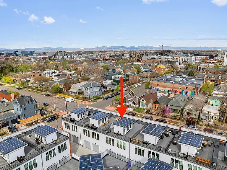 Rooftop deckRooftop deck with solar panels, gas connection, and electrical outlets