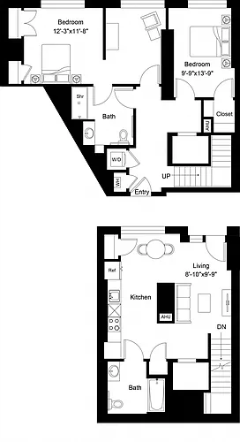 Floor plan 2 Bed/2 Bath Den-B4D