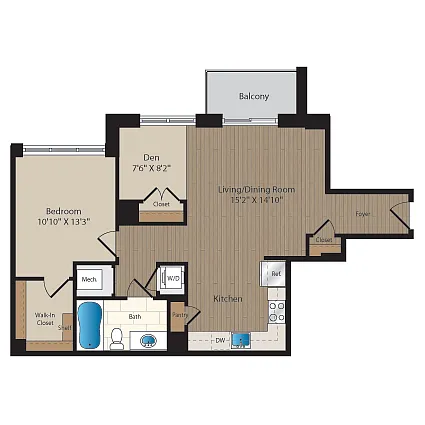 Floor plan 1 Bed-1 Bath-B2M1