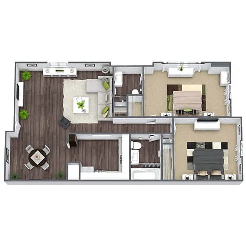 Floor plan B4: 2 Bed 2 Bath