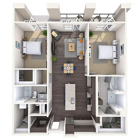 Floor plan Tradition 2x2 1298-1370 SF