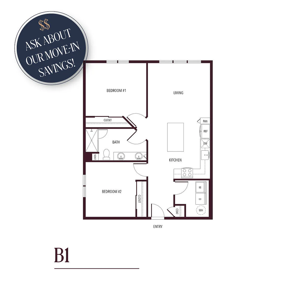 Floor plan B1 - ASK ABOUT OUR MOVE-IN SPECIALS!!