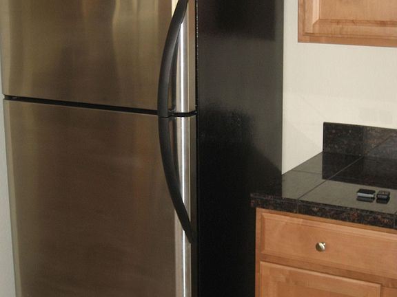 Stainless fridge and New Cabinets