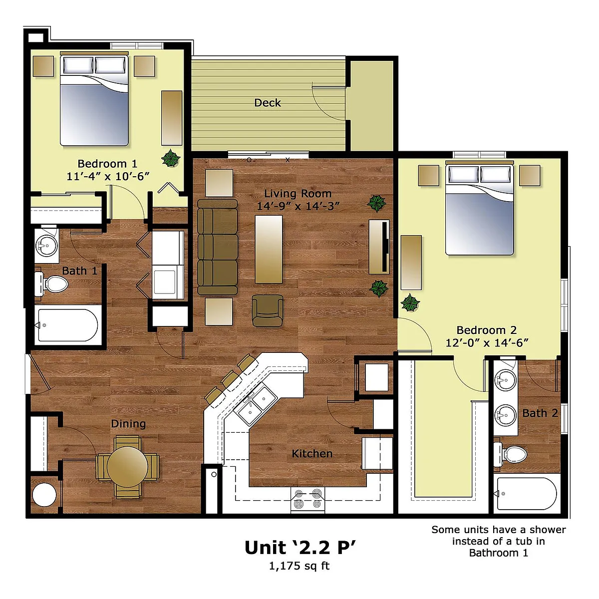 Floor plan 2 Bed 2 Bath