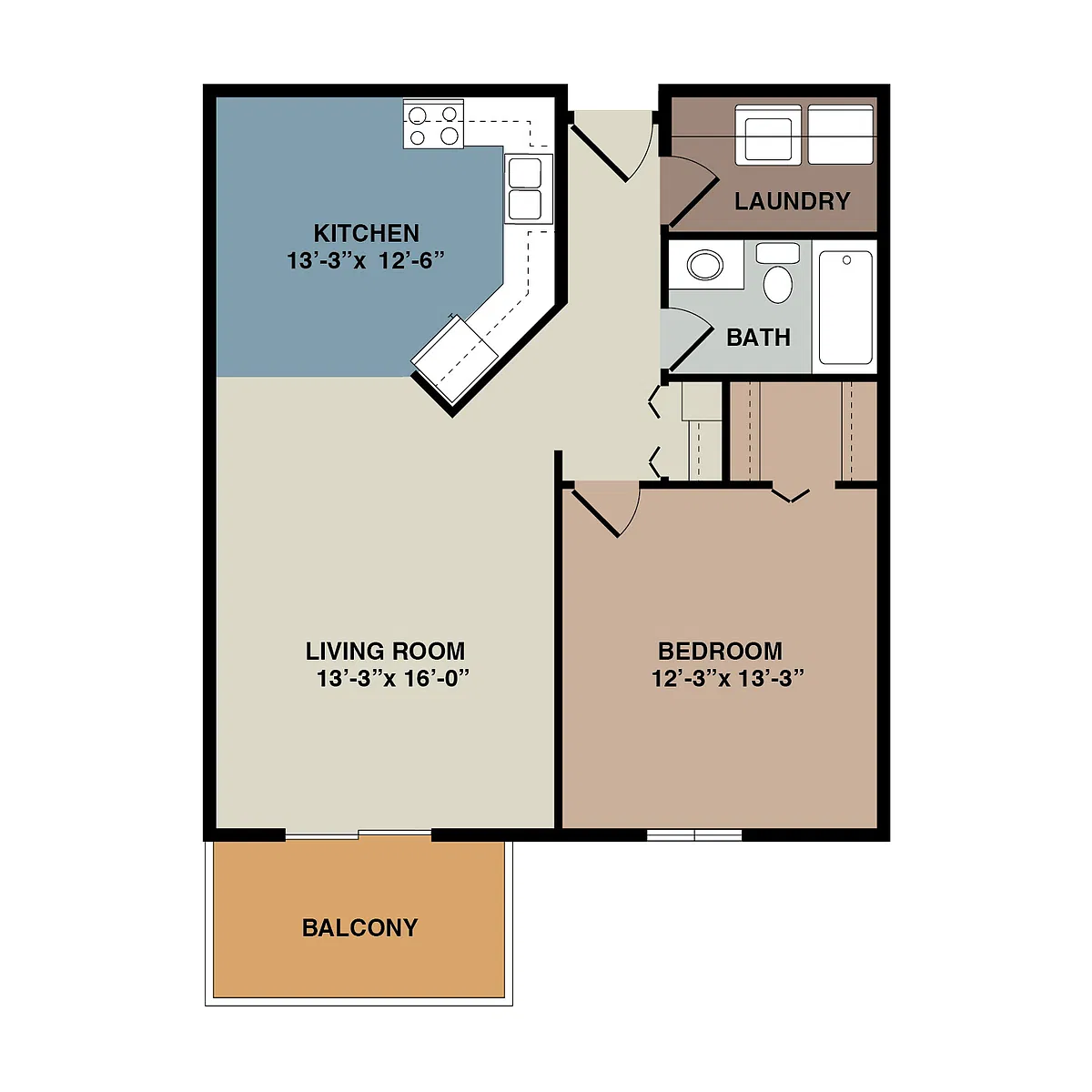 Floor plan 1A - 1 Bedroom