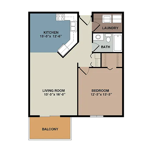 Floor plan 1A - 1 Bedroom