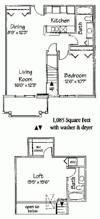 Floor plan Two Bedroom Two Bath Loft Int.
