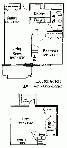 Floor plan Two Bedroom Two Bath Loft Int.