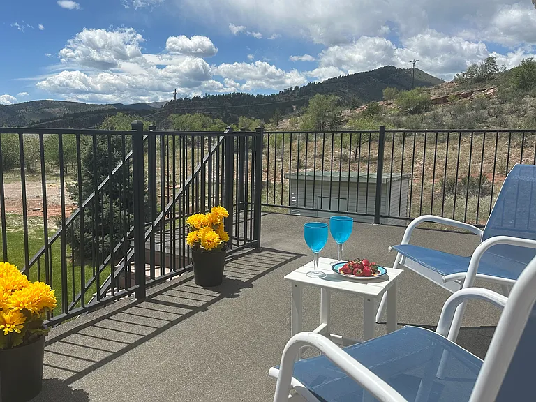 Upper deck with local mountain views