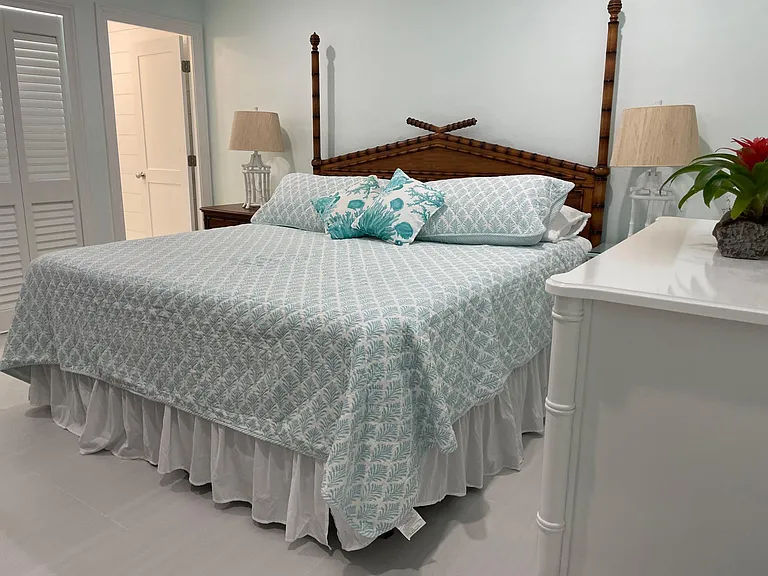 Primary bedroom with a king bed and private bath.