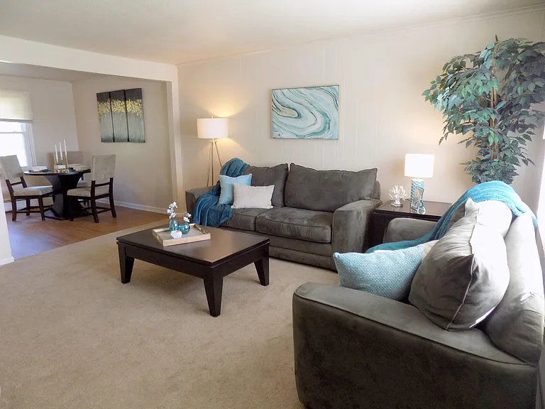 Open floor plan in two bedroom townhomes