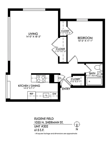 Floor plan 1 Bedroom, 1 Bath