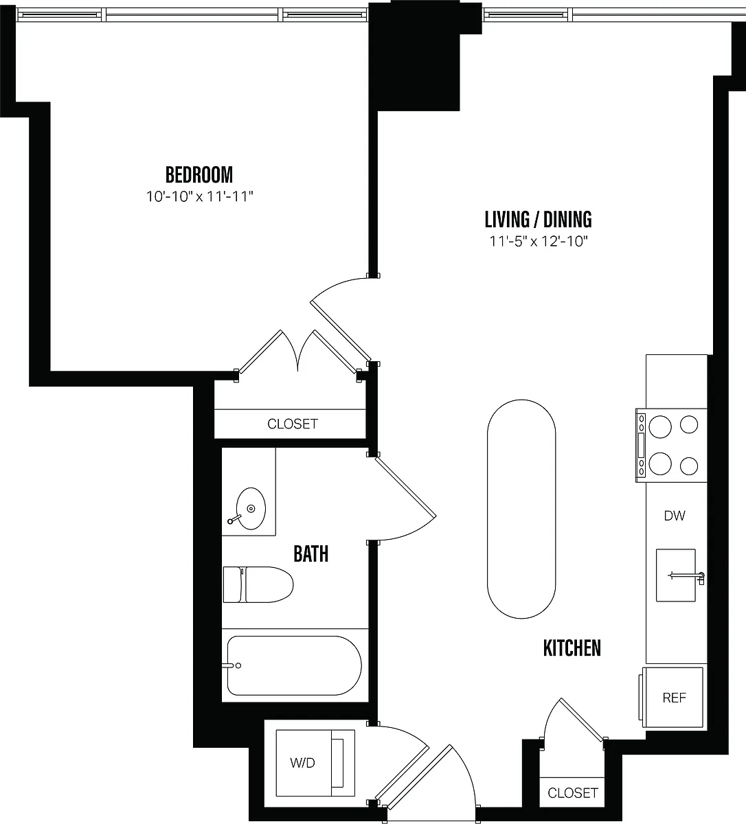 Floor plan 1 Bed/1 Bath-C1.1