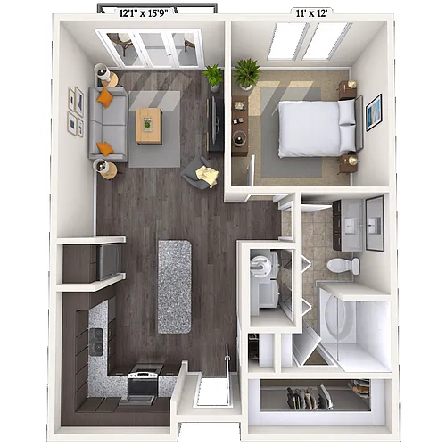 Floor plan Traditional 1x1 698-783 SF