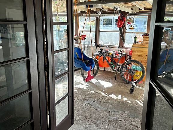 French doors to garage