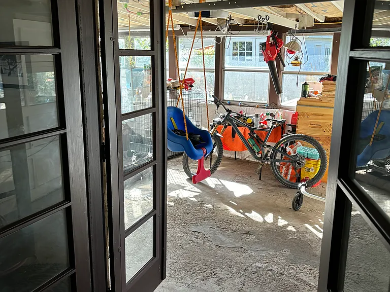 French doors to garage