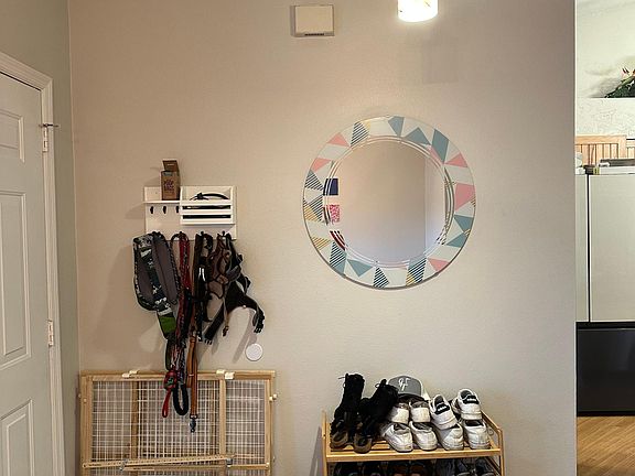 shoe and leash / keys / mail storage by front door