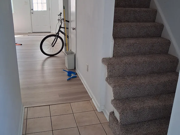 LVP one year ago.Brand new carpet all up stairs
