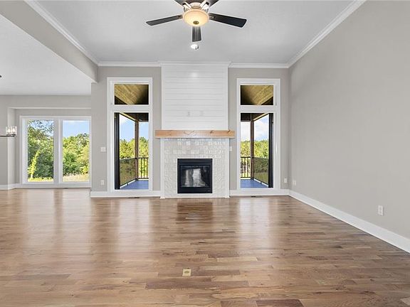 Fireplace with windows