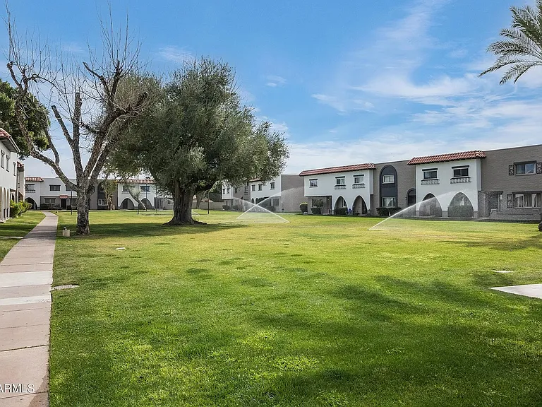 Many grassy areas and walking paths.