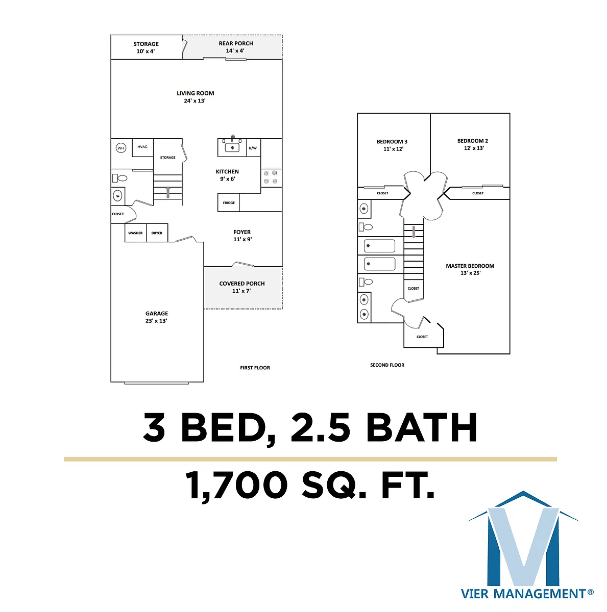 Floor plan Three Bed, Two-Half Bath TH