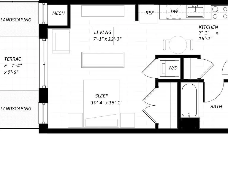 Studio A floor plan District 1860