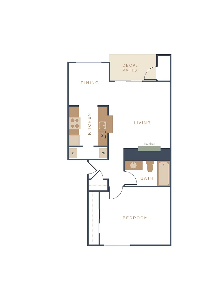 Floor plan Roan | 1 Bed 1 Bath | Renovated