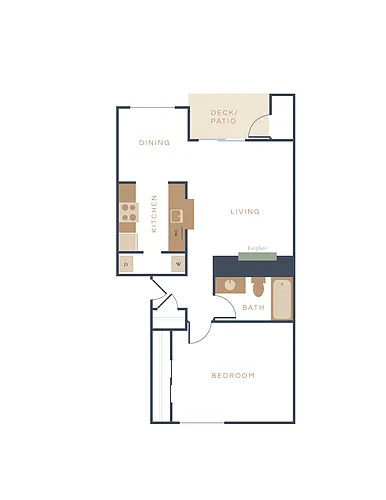 Floor plan Roan | 1 Bed 1 Bath | Renovated