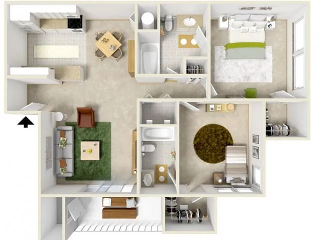 Floor plan Courtyard - Two Bedroom