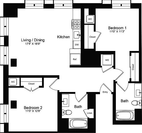 Floor plan 2 Bedroom D
